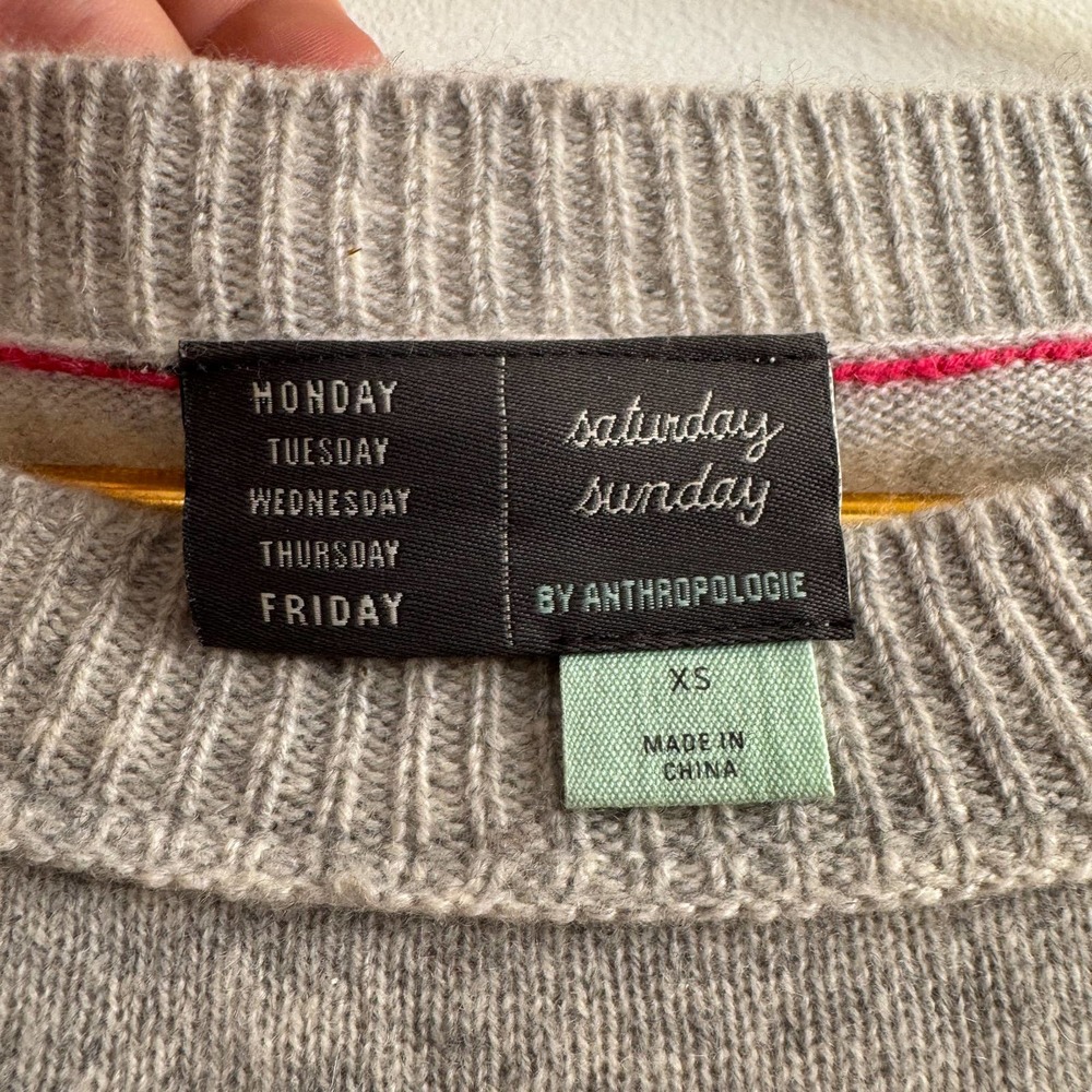 Saturday Sunday by Anthropologie Oversized Cashmere Crewneck Sweater in Gray XS - Picture 4 of 8